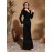 [Sequin Elegant Dress] Sequin Elegant Black Long-Sleeve V-Neck Plus Size Dress | Polyester Blend, High Slit, Perfect for Parties, Birthdays, and Formal Events, Adult Women's Fashion, Event Dress