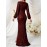 [Elegant Sequin Evening Gown] Elegant Emerald Green Sequin V-Neck Maxi Dress | Long Sleeve Bodycon Evening Gown with High Slit for Parties & Formal Events