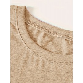 Casual Vintage Loose Round-Neck Short-Sleeve T-Shirt with a Simple English Letter Print Design.