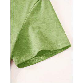 Casual Vintage Loose Round-Neck Short-Sleeve T-Shirt with a Simple English Letter Print Design.