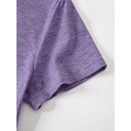 Casual Vintage Loose Round-Neck Short-Sleeve T-Shirt with a Simple English Letter Print Design.