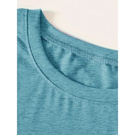 Casual Vintage Loose Round-Neck Short-Sleeve T-Shirt with a Simple English Letter Print Design.