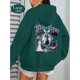 [Disney Women's Fashion Hoodie] 1pc Disney Luxurious Winter Large Size Women's Fashion Hoodie, Toy Story Theme, Maleficent, Printed Hoodie Sports Top, Street Style Women's Zip-Up Sweatshirt, Suitable for Gifting