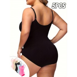 5pcs set of Women's tummy-tuck and butt-lifting shapewear in 5 colors, easy and comfortable, seamless, breathable, suitable for sports and leisure, enhancing body beauty