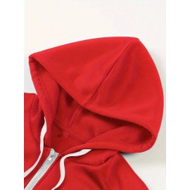 Women's Plus Size Hooded Zipper Jacket - 3-Panel Cartoon Cat Print with Pink Bows, 100% Polyester Machine-Washable Spring/Fall Casual Outerwear, Gift for Fans, Fall Fashion, Playful Design, Comfortable Fit, Cozy Outerwear, Fashion Lovers