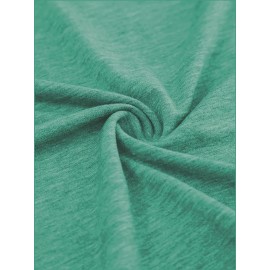 Women'S Casual V-Neck T-Shirt with Alphabet Print, Polyester 60%, Rayon 35%, Spandex 5%, Medium Stretch Knit Fabric, Regular Length, for Spring/Summer/Fall - 180g/m²