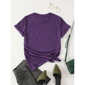 Plus Size - Women'S Plus Size Halloween Cat Print T-Shirt - Black Casual Crew Neck Tee with Playful Cartoon Cats, Breathable & Comfortable for Casual Attire, Halloween Shirts