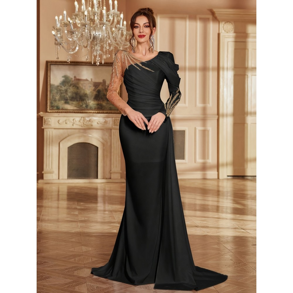 Women's Formal Evening gown - V-Neck Long Formal dress with Zipper back, Elegant Mermaid Party, Wedding, State Gala - Machine Washable Formal Attire in Bright Pink